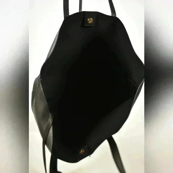 SAINT LAURENT YSL Black Smooth  Calfskin Leather Shopper Tote Italy - Picture 5 of 8